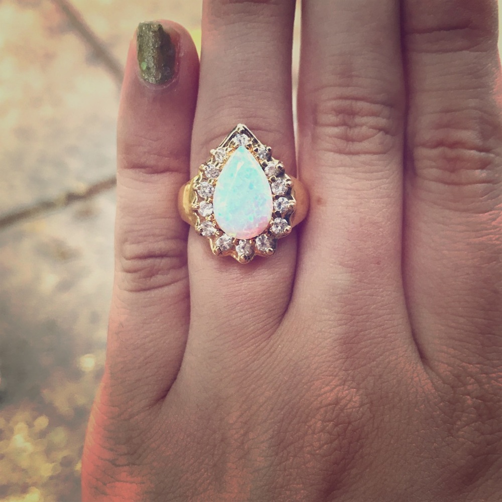 Gold plated Sterling silver opal size 4.75